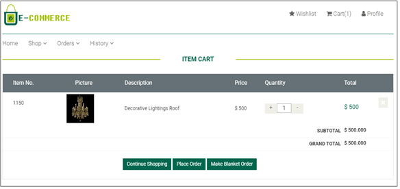 B2B Customer Web Portal Shopping cart