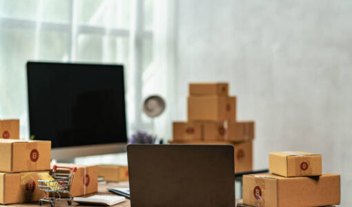 Small Business SMEs online shopping with a laptop